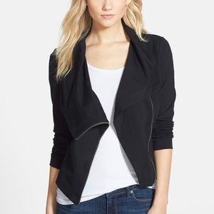 VINCE CAMUTO Gray and Black Ponte Moto Jacket